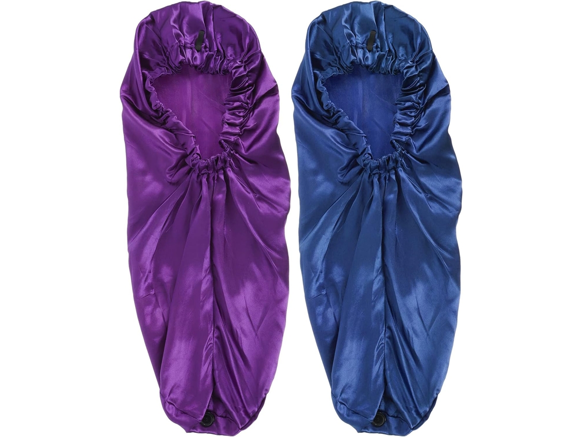 Conjunto De 2 Toucas De Cetim Com Aba Larga E Elástico, Nas Cores Azul