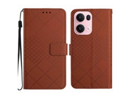 Capa De Couro Com Textura De Grade Rômbica Para Celular