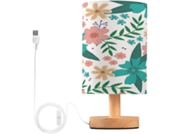 Cabeceira moderna com estampa floral, com plugue para mesa de trabalho ou mesa lateral, com flores.