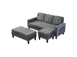 Sofá eksofa em veludo, modular, sem montagem, almofadas de espuma elástica, preto ORBITRA COMMERCE
