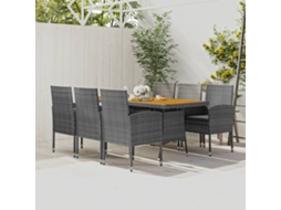 Vidaxl 7 Pcs Conjunto De Jantar Para Exterior Vime Pe Cinzento