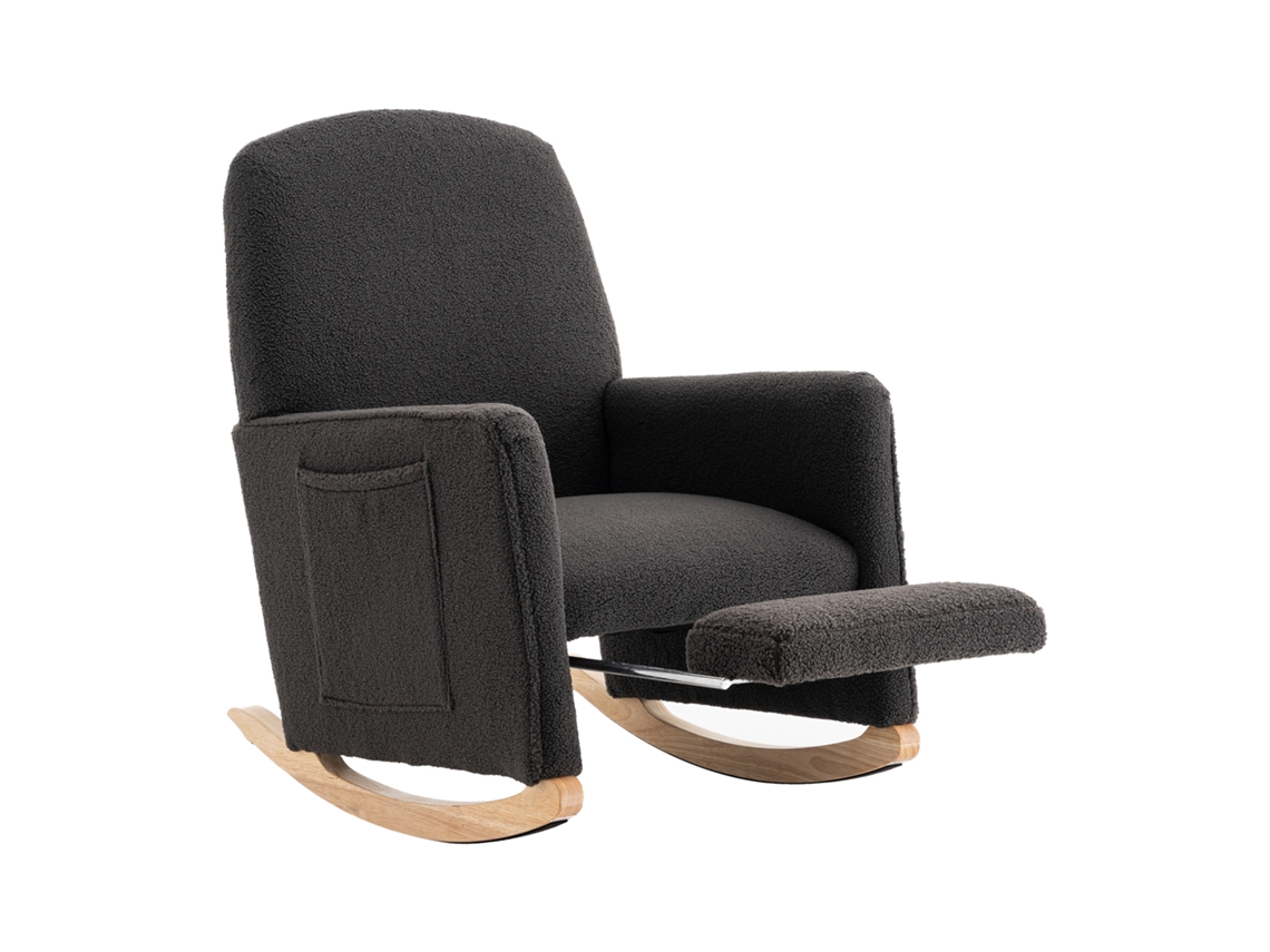 Poltrona De Balanço Com Puff,cadeira De Relaxar Com Apoio Para Os Pés,estofada Em Tecido Cinza Escuro,ideal Para Interiores
