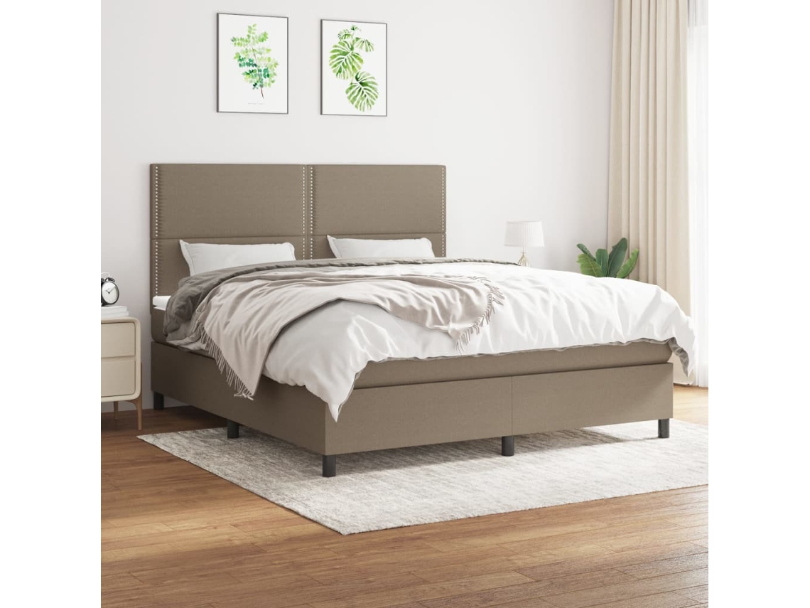 Vidaxl Cama Com Molas/colchão 180x200 Cm Tecido Castanho-acinzentado