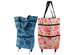Conjunto de 2 Sacolas de Compras Dobráveis ​​com Rodinhas para Armazenamento e Armazenamento GOKOCO