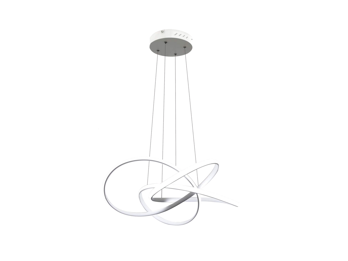 Nettlife Suspenso Led Metal Branco Ø150 Cm 62 W, Anéis Modernos, Sala Regulável, Com Controlo Remoto, Iluminação Interna Ajustável