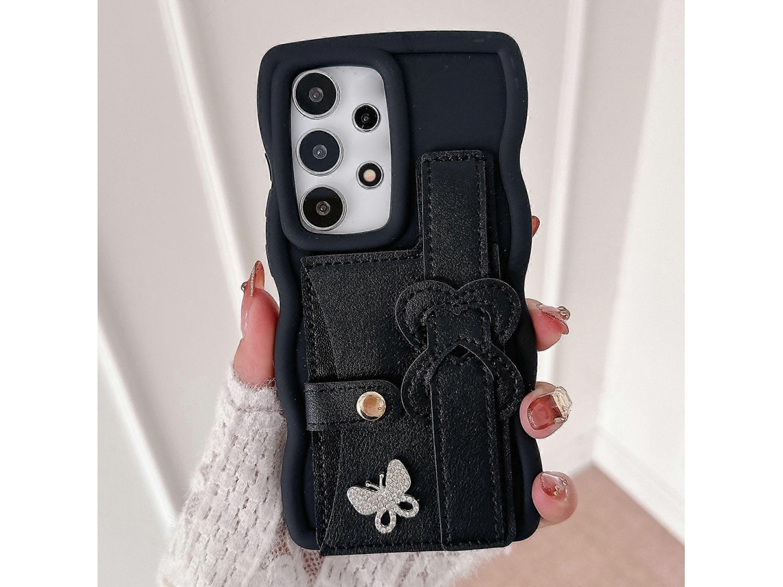 Pulseira De Couro Com Suporte Para Cartão E Capa Para Celular