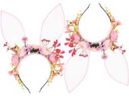 De 2 Tiaras Com Orelhas De Coelho E Flores Artificiais Para Halloween, Cosplay E Ensaios Fotográficos.