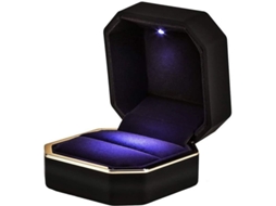 Caja De Anel Quadrada Preta Com Luz Led Para Proposta De Compromisso Casamento Presente 2025