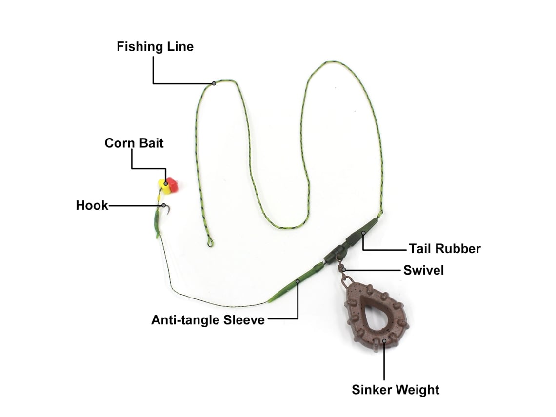Kit de Anzóis de Pesca de Carpa Inline 3 Peças
