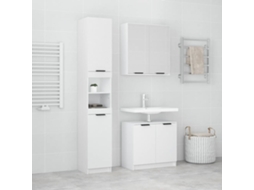 Vidaxl 3 Pcs Conjunto Móveis Casa De Banho Madeira Processada Branco