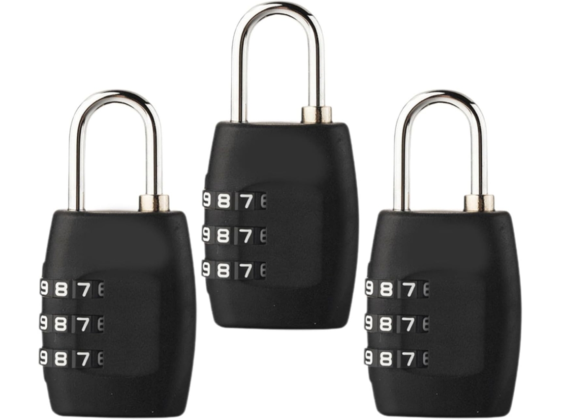 Conjunto De 3 Cadeados Combinação Para Malas, Mochilas E Bolsas, Em