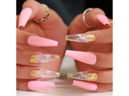 Unhas Postiças Padrão Brilhante Caixão Prensado Extra Longo Nas Unhas Com Bailarina Acrílico Unhas Postiças Super Longas 24 Unidades*