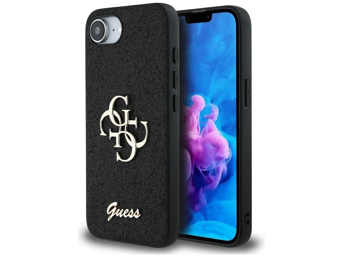 Guess Case Fixo Glitter Grande 4g Para Iphone 16e Capa De Tpu Alta Proteção