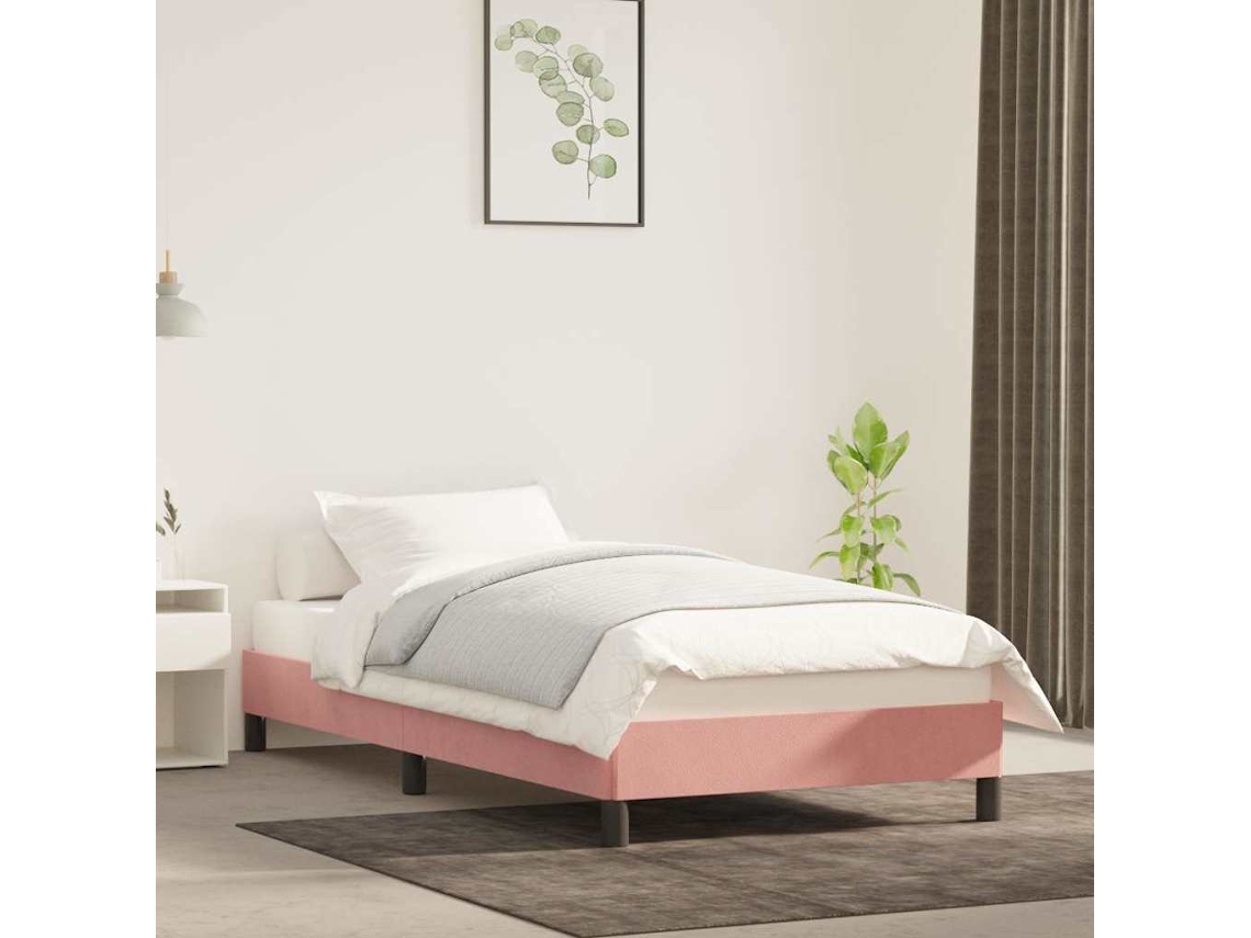 Vidaxl Estrutura De Cama 90x190 Cm Veludo Rosa