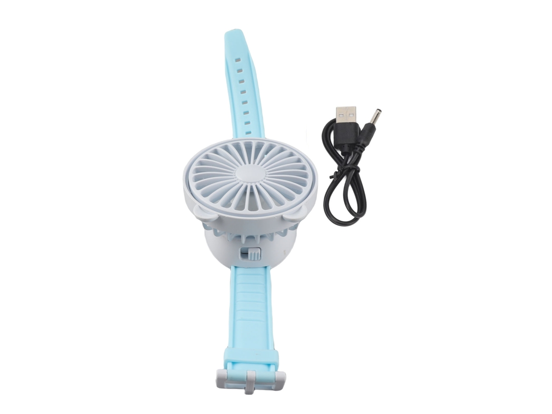Protable Watch Fan With Adjustable Wristband Children Cartoon Electric Fan Built In Battery Blue