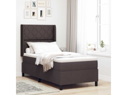 Vidaxl Cama Box Com Almofada Manual Marrom Escuro 200 X 100 Cm Tecido