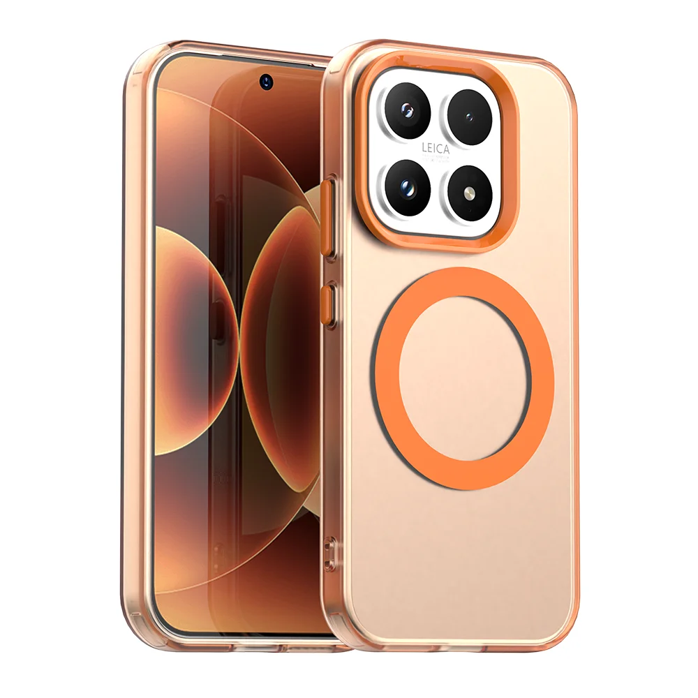 (laranja, Redmi 15c 4g) Capa Transparente Fosca Para Celular Com Carregamento Sem Fio Magnético, Capa Protetora À Prova De Choque.