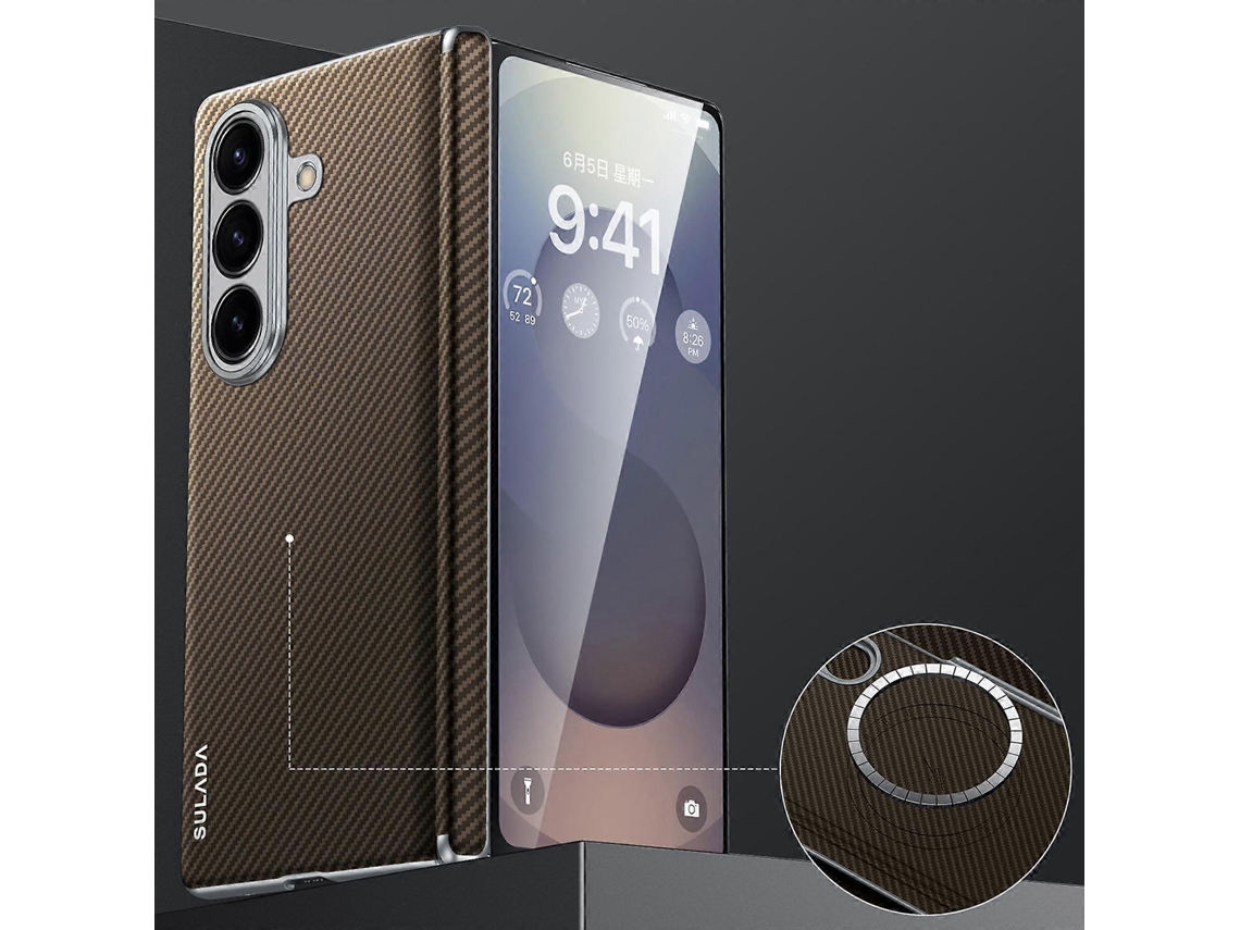 Capa De Celular À Prova De Choque Com Textura De Kevlar Sulada 600d Para Samsung Galaxy Z Fold7 5g