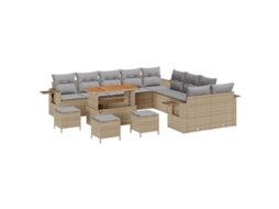 Conjunto 14 Conjunto De Móveis De Jardim Vidaxl Bege Vime Pe (110 X 55 X 71 Cm)