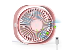 Ventilador Mesa Usb 12.5cm 1.2m 3 Velocidades Rosa Yizhood