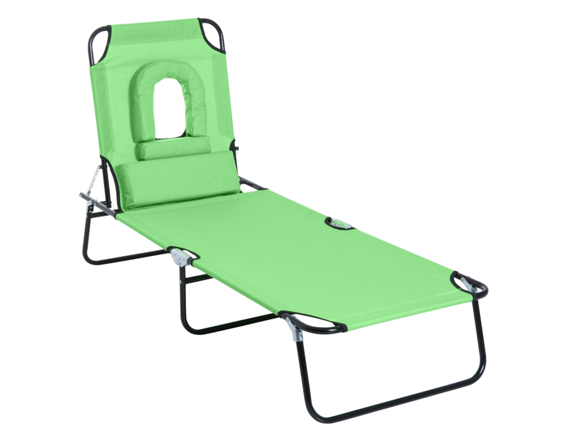 Espreguiçadeira Verde Dobrável, 4 Posições, 120kg.-md
