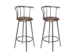 Vidaxl Bancos De Bar 2 Pcs Castanho Aço