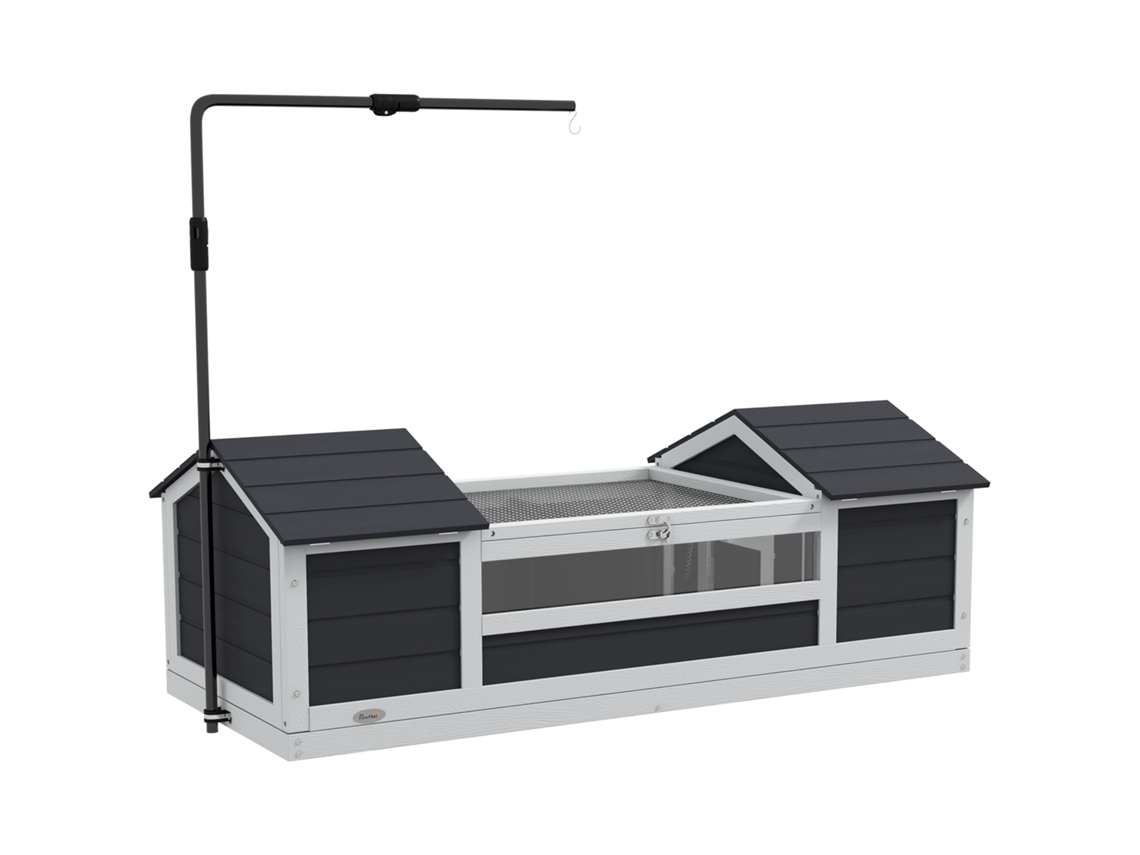 Recinto externo para tartarugas, madeira, nichos, luminária ajustável, 120x56,5x43cm, cinza, S/MARCA