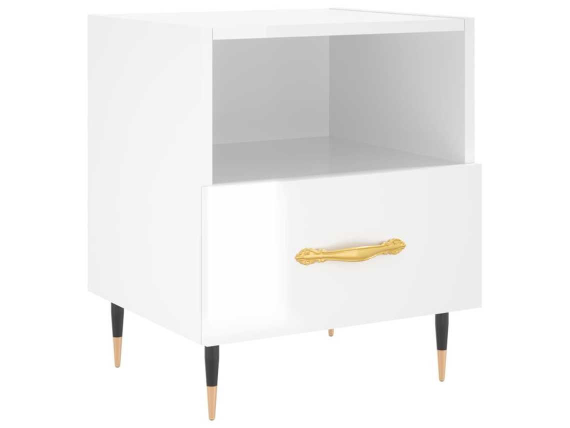 Mesa de Cabeceira Derivados de Madeira Branco Brilhante MAISON EXCLUSIVE