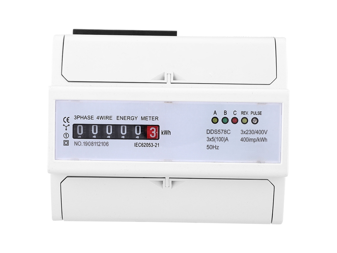 Medidor de energia trifásico 380V, trilho din, contador de pulsos, kWh, wattmetro | S/MARCA