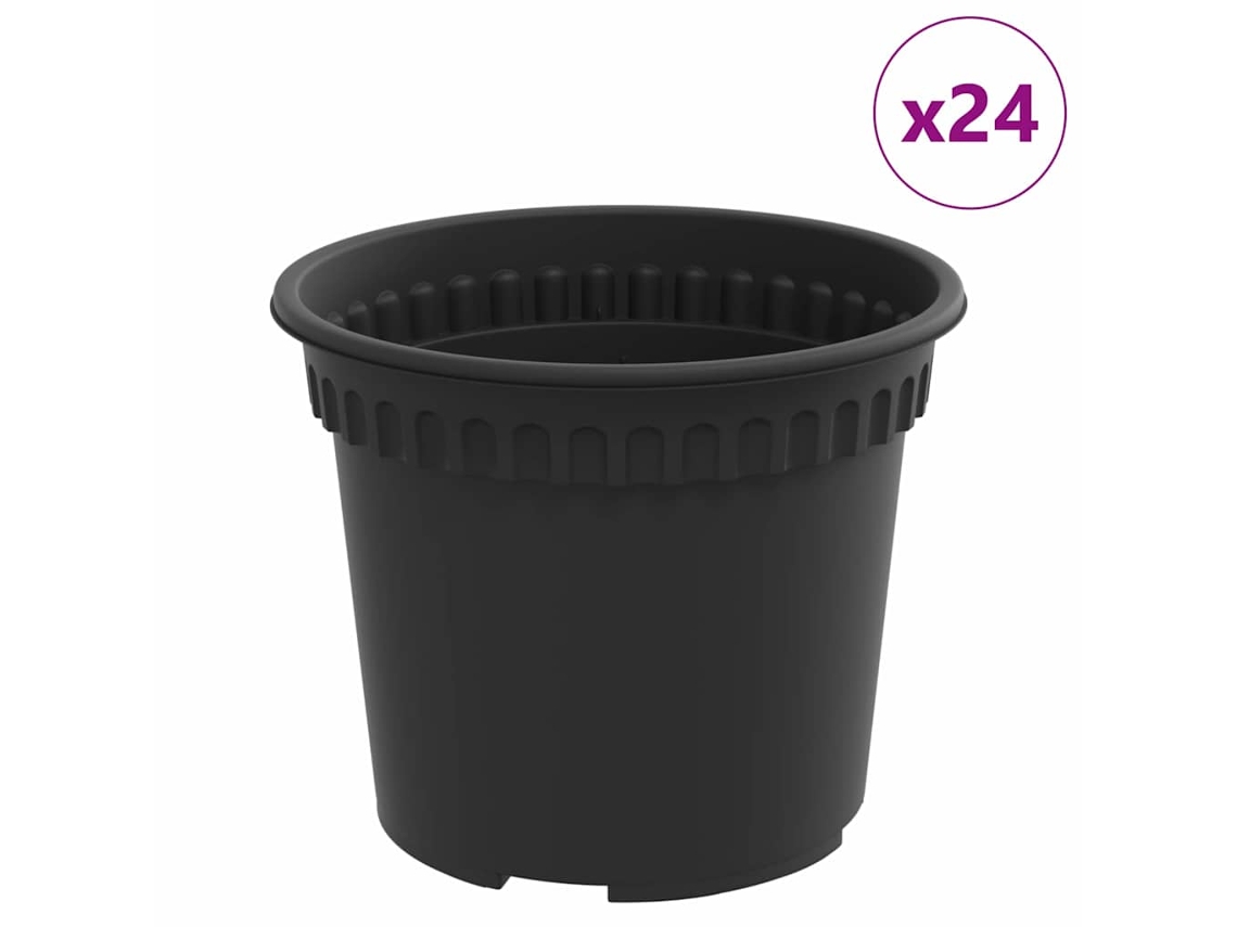 Conjunto 24 Vaso De Flores Vidaxl Preto Plástico (ø 12,5 X 10 Cm)