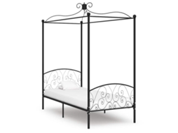 Vidaxl Estrutura De Cama Com Dossel Metal Preto 90x200 Cm