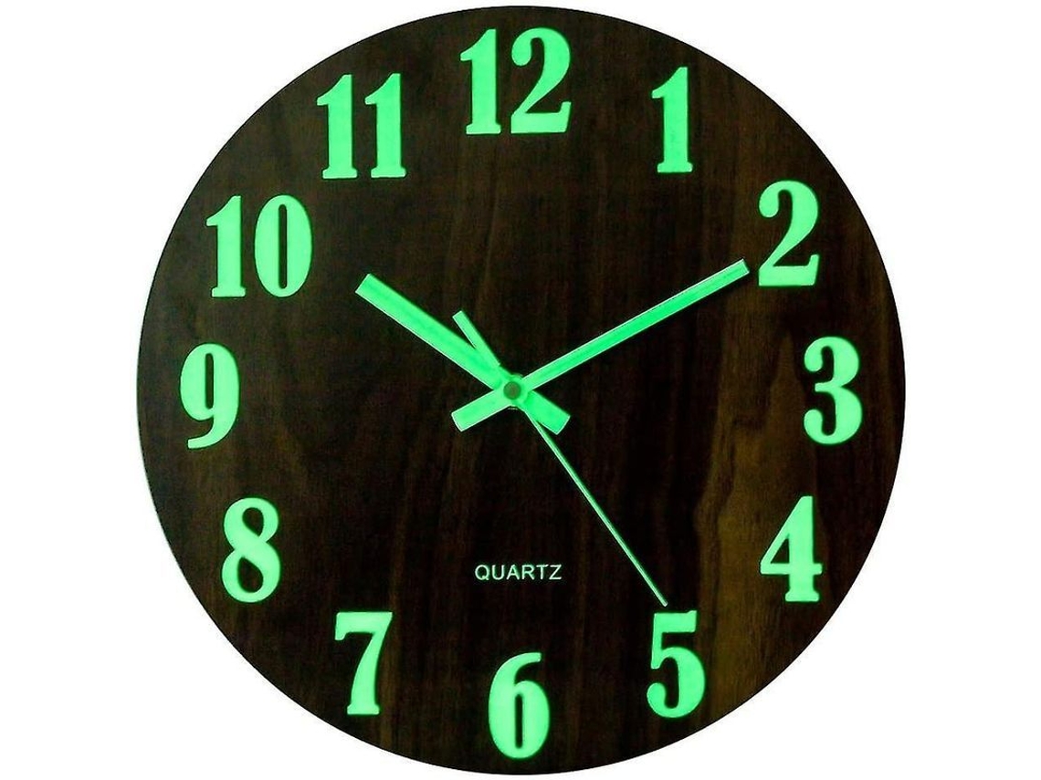 Relógio De Parede Luminoso 2025 Moderno Decorativo Silencioso Com Mostrador Grande 30cm Em Madeira