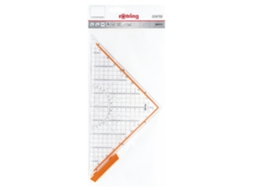 Esquadro Profissional Centro Com Dois Ângulos de 45° ROTRING Hipotenusa de 32 Cm de Plástico Transparente