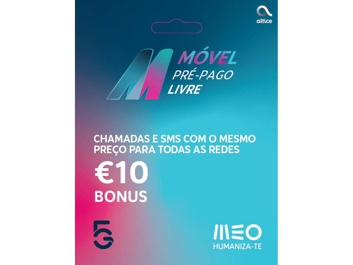Cartão MEO Pré-pago Livre VI (Bónus no 1º e 2º carregamento)