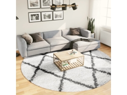 Vidaxl Tapete Shaggy De Pelo Alto Pamplona Ø 280 Cm Creme E Preto