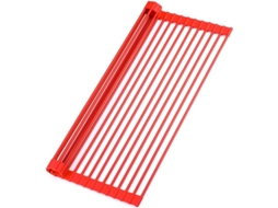 Nova Line rack de Secagem de Pratos Rolável Grande 52cm para Pia Versátil e Resistente Ao Calor Vermelho