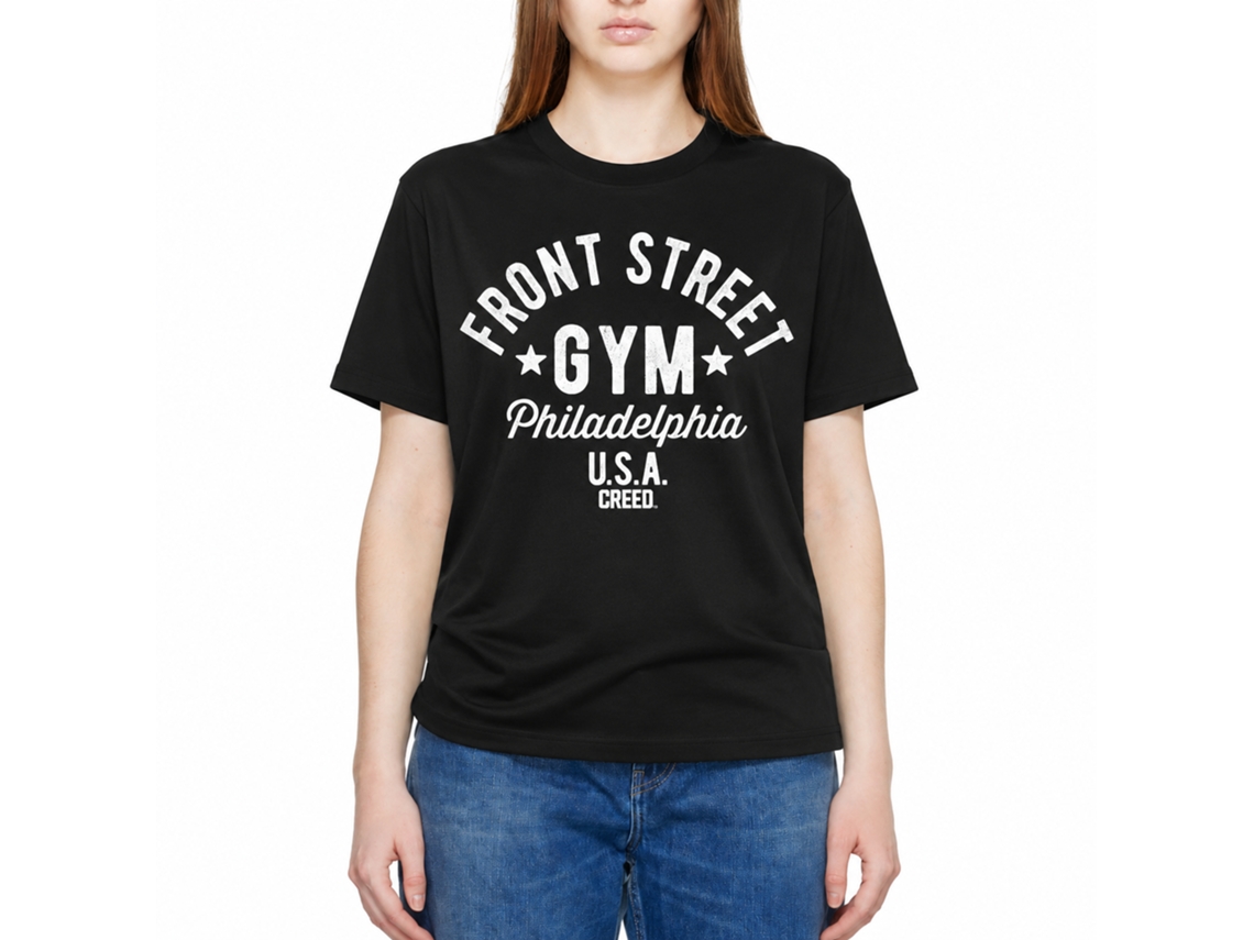 Rockinstone Rocky Movie Front Street Black Adult T-shirt Size:xxxl