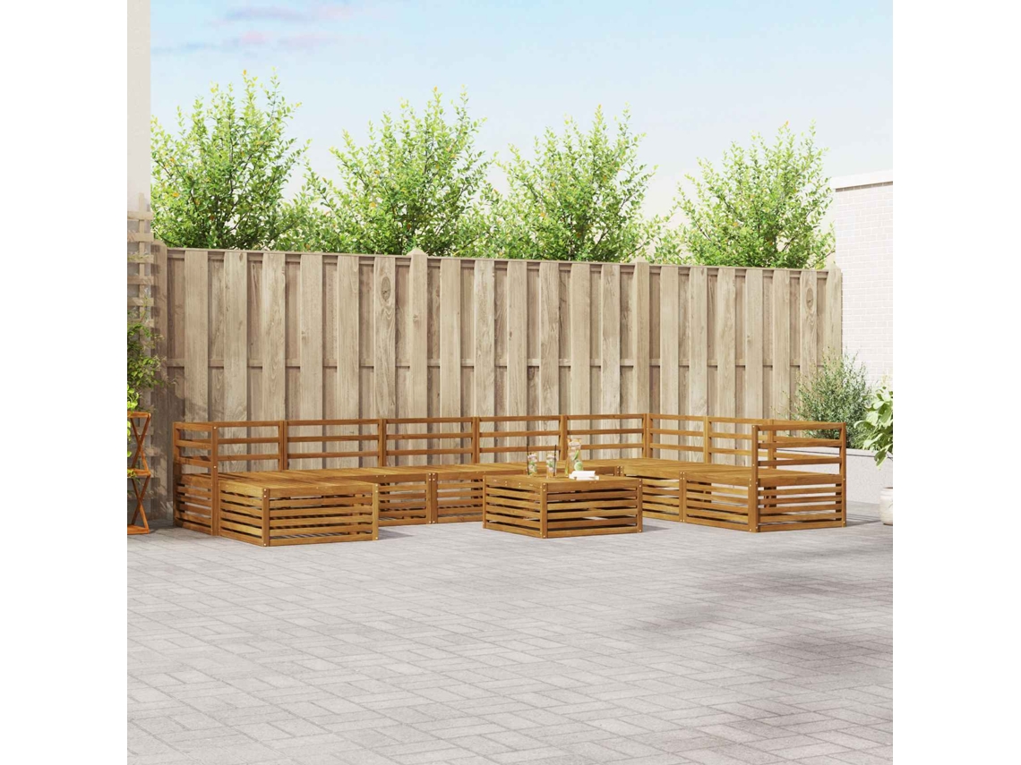 Vidaxl Conjunto De Sofás Para Exterior 9 Unid. Natural