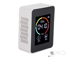 Lurelia Medidor De Qualidade Do Ar Hcho/tvoc/co2, Temperatura/humidade, Sensor Ndir, Com Visor Lcd, Bateria 1200 Mah Usb, Branco