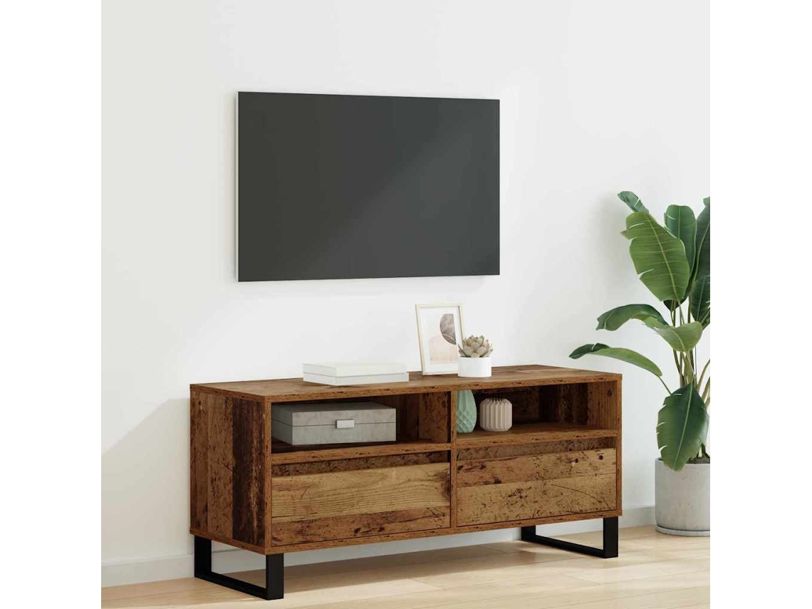 Vidaxl Gabinete Para Tv Com Gaveta Madeira Antiga 100 X 34,5 X 44,5 Cm