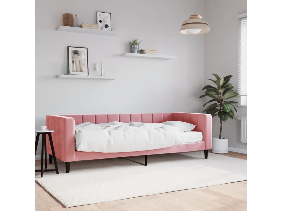 Vidaxl Sofá cama com Colchão 80x200 Cm Veludo Rosa