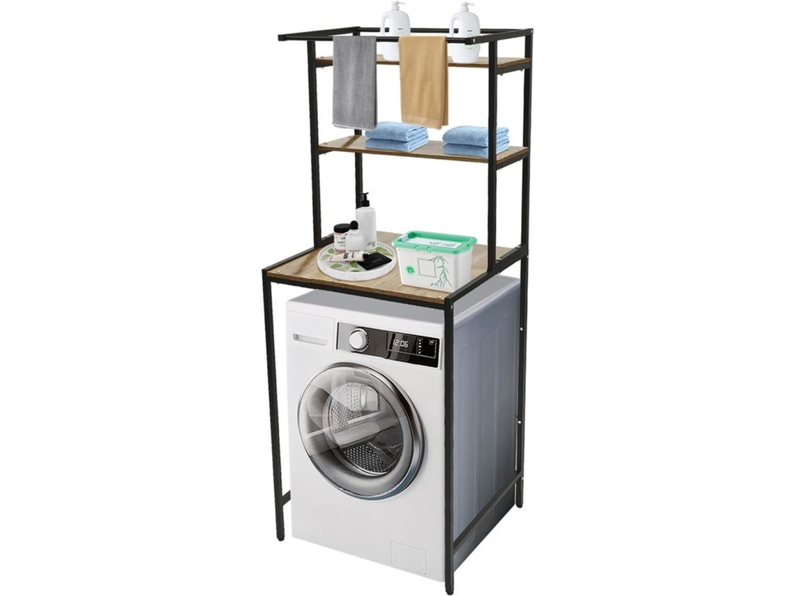 Escritório Com 3 Prateleiras - Armário De Armazenamento Metal/ Madeira - Etageres - Design Moderno - Preto/carvalho - Capacidade De Carga 10 Kg Por An