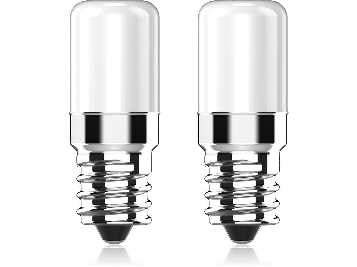 Rebe bombilla Led Nevera E14, 2w Equivalente a 20w Halógena, 2700k Blanco Cálido, 170lm, Base Rosca Pequeña, Pack de 2