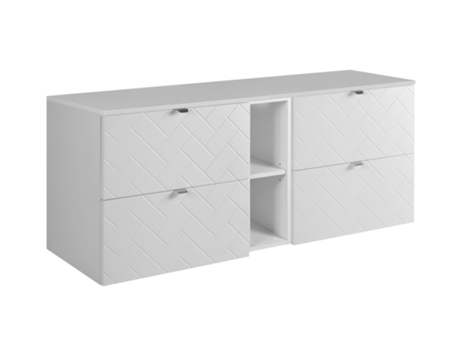 Móvel De Banheiro, Branco Com Puxador Prateado / Com Placa Superior, 140 X 57 X 46 Cm 3xe Living