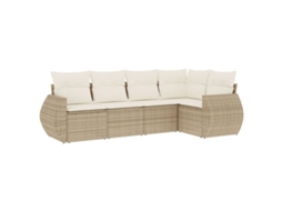 Conjunto de 5 Sofás para Jardim com Almofadões Vime Pe Bege MAISON EXCLUSIVE (5 pcs)