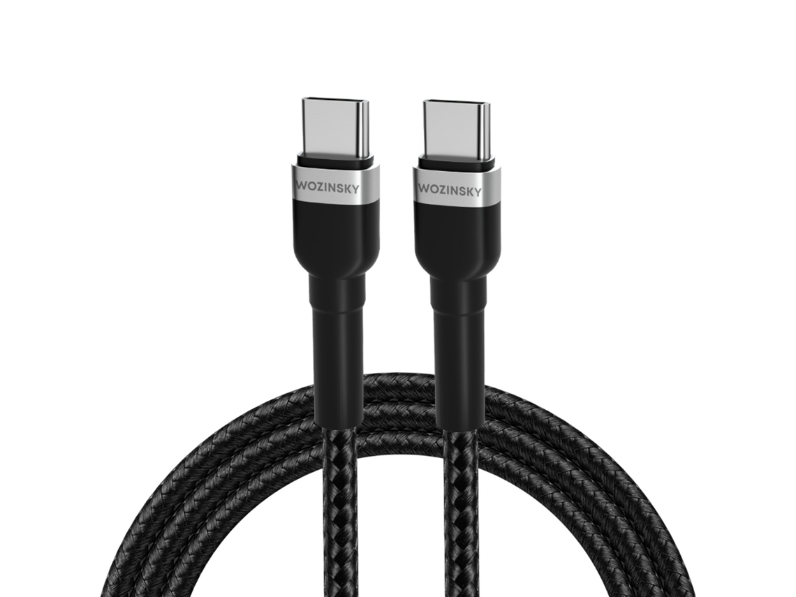 Cabo Usb-c Wozinsky Wnbcc1 65w Pd 1m Preto - Alta Velocidade De Carregamento