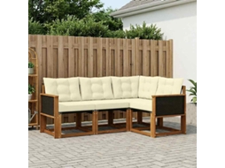 Vidaxl Conjunto De Sofás Para Exterior 4 Pcs Natural E Creme