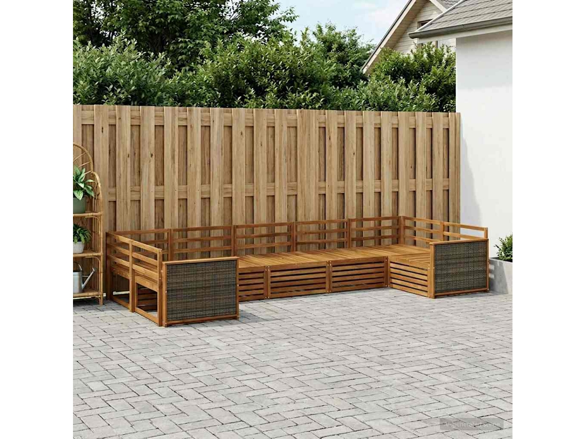 Vidaxl Conjunto De Sofás Para Exterior 7 Pcs Natural