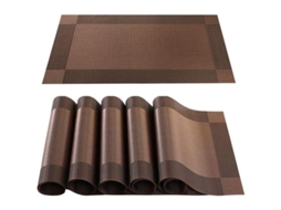 Tapetes de Mesa Nova Line, 6 peças, antiderrapantes, resistentes ao calor, marrom | S/MARCA