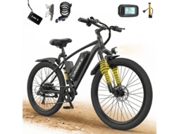 Bicicleta Elétrica Aairsk Q7 26'' Adultos, Bateria Removível 36v 10ah, 7 Velocidades, Autonomia 30-60 Km, Motor 250w
